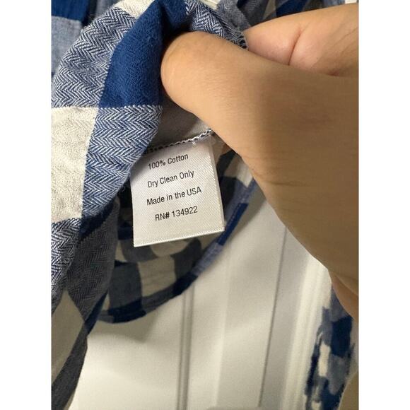 Emerson Fry Sanibel Ruffle Gingham Top Blue Size Small - Picture 4 of 5